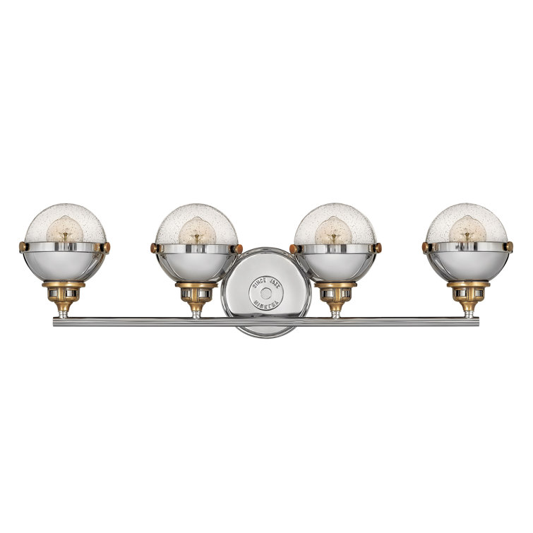 Polished Nickel and Brass 4-Light Vanity Light with Clear Glass
