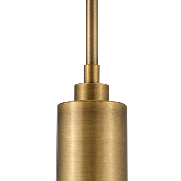 Lacquered Brass and Etched Opal Glass Drum Pendant Light