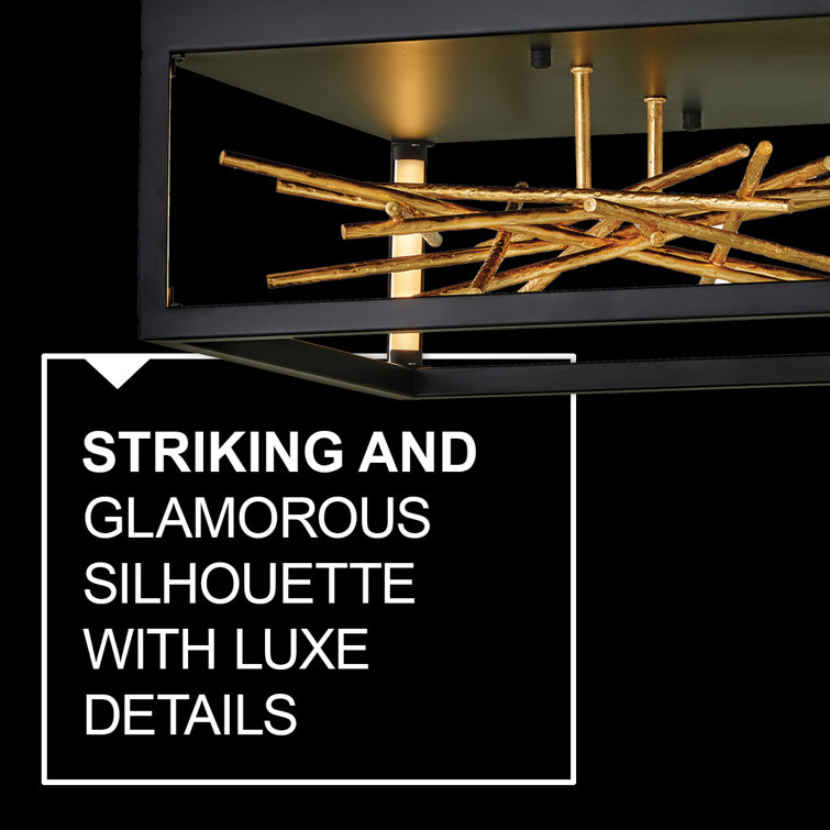 Styx 18" Black and Gilded Gold LED Flush Mount Light