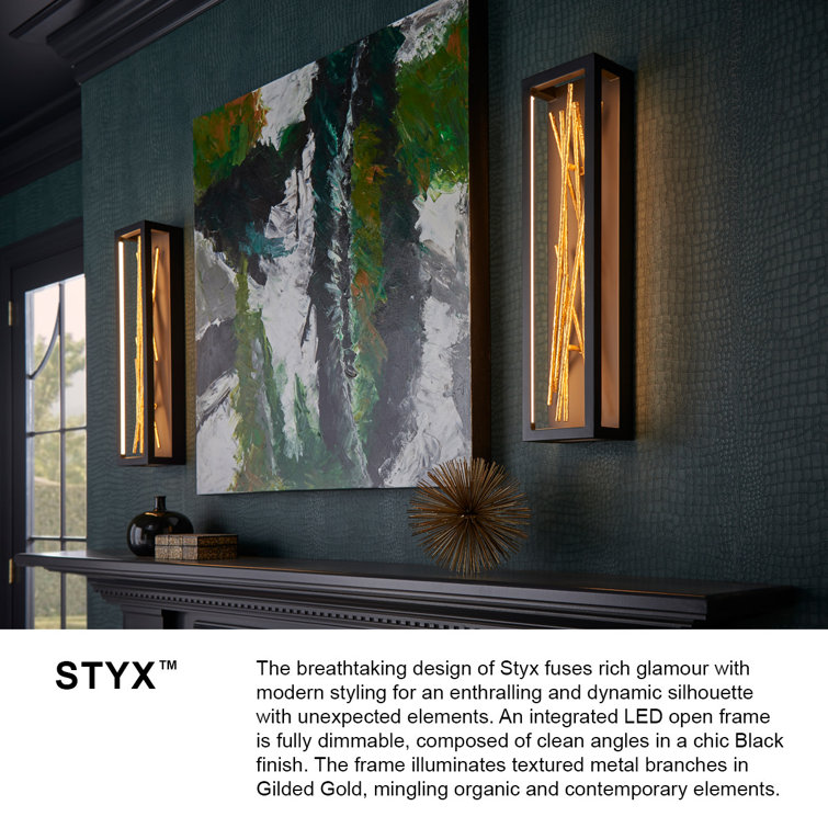 Styx 18" Black and Gilded Gold LED Flush Mount Light
