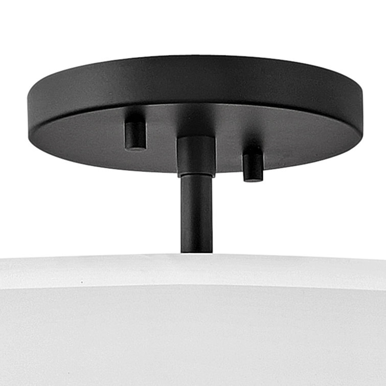 Black Steel 16" Drum Semi-Flush Mount Light