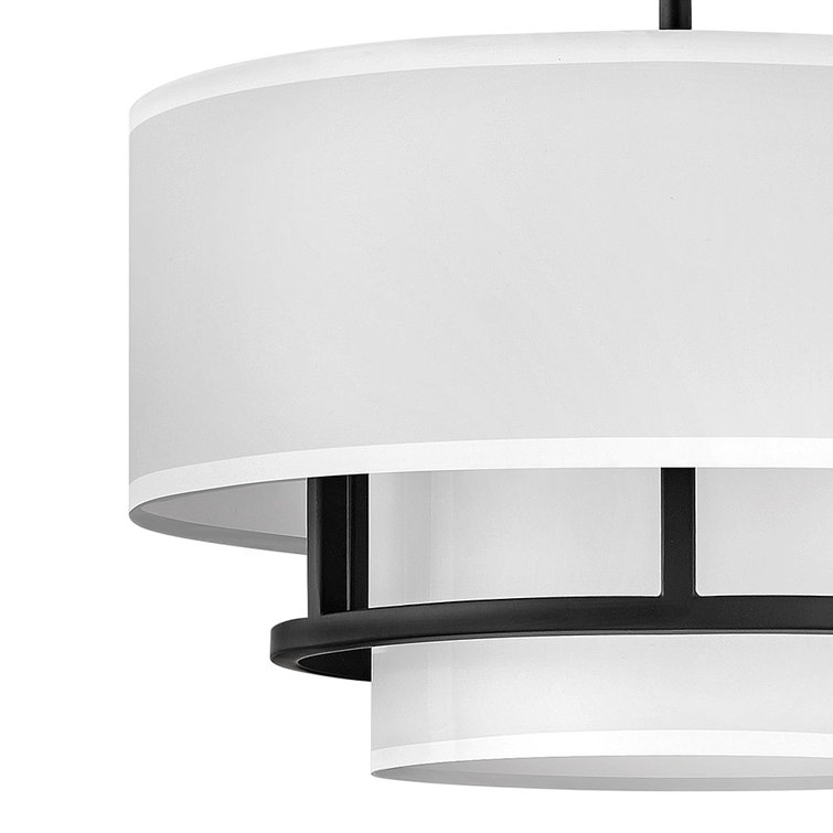 Black Steel 16" Drum Semi-Flush Mount Light