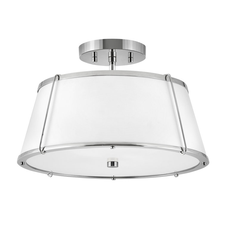 Elegant 2-Light Polished Nickel Drum LED Semi-Flush Mount