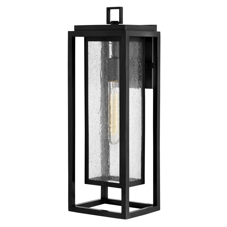 Seaside Lodge Black Outdoor Wall Lantern with Clear Seedy Glass