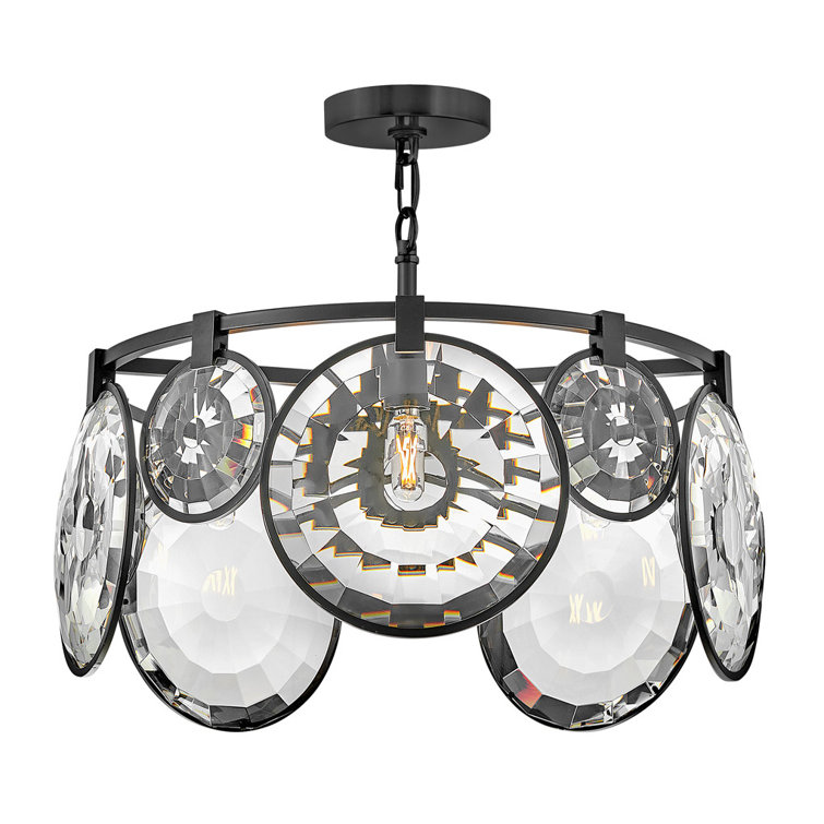 Elegant Nala Black Optic Crystal 5-Light LED Pendant