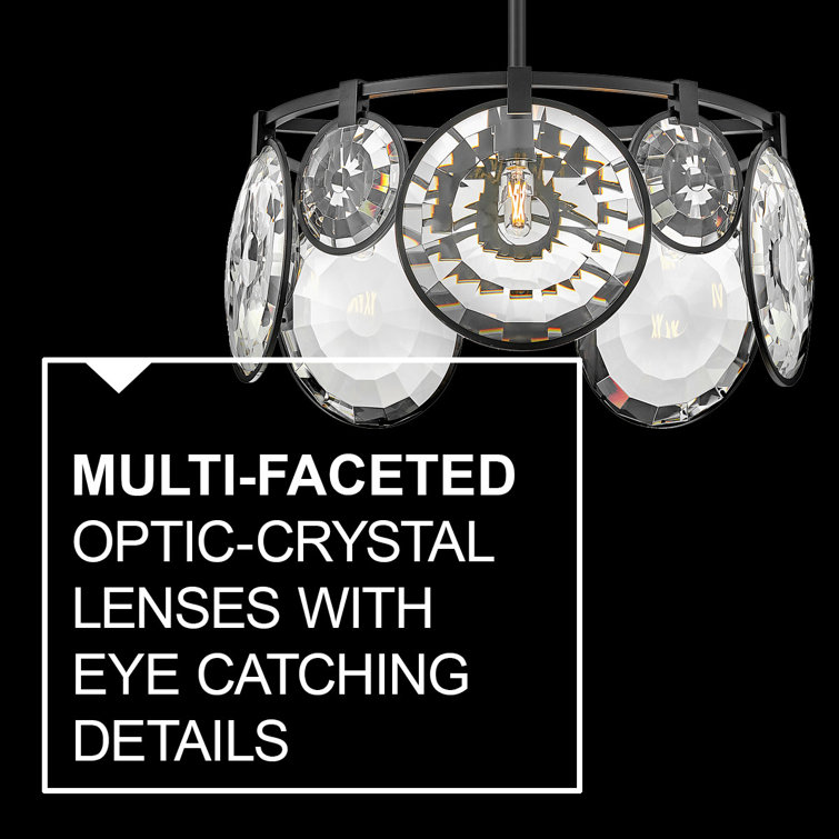 Elegant Nala Black Optic Crystal 5-Light LED Pendant
