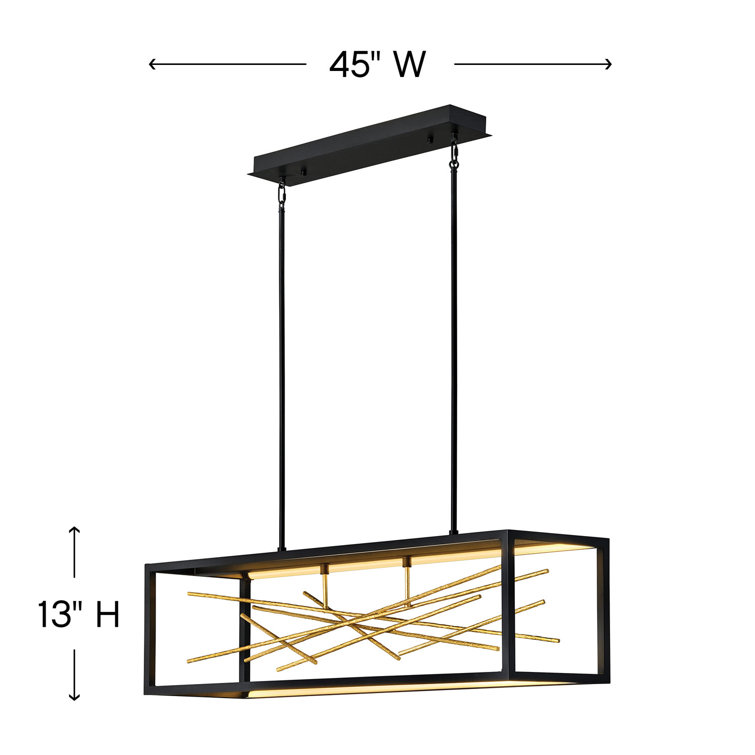 Styx Black and Gilded Gold 48" LED Linear Chandelier with Dimmable Light