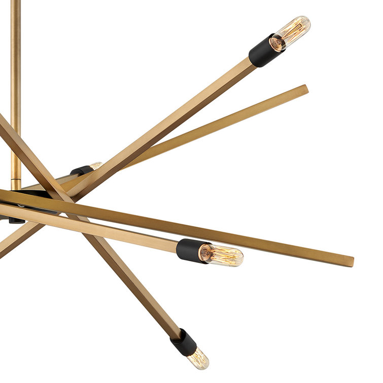Mini Heritage Brass Sputnik 6-Light Chandelier with Black Accents