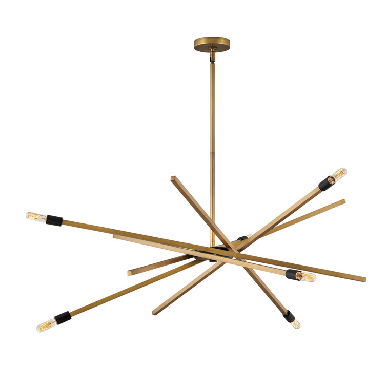 Mini Heritage Brass Sputnik 6-Light Chandelier with Black Accents