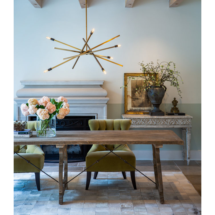 Mini Heritage Brass Sputnik 6-Light Chandelier with Black Accents