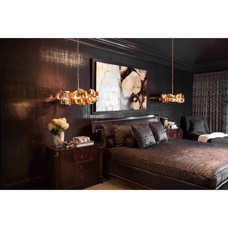Delfina Deluxe Gold Steel Ribbon 6-Light Geometric Chandelier
