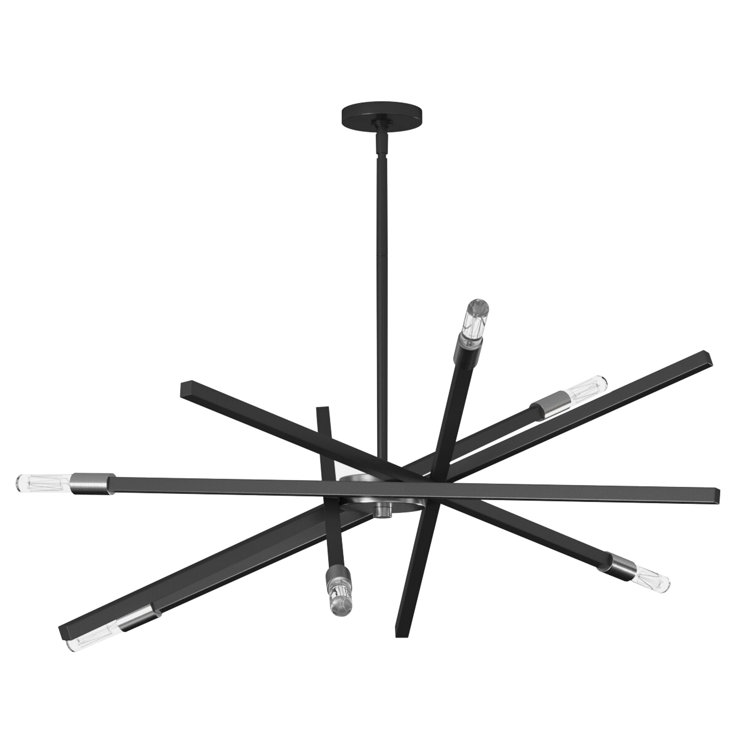 Mini Sputnik 6-Light Chandelier in Satin Black with Articulating Arms