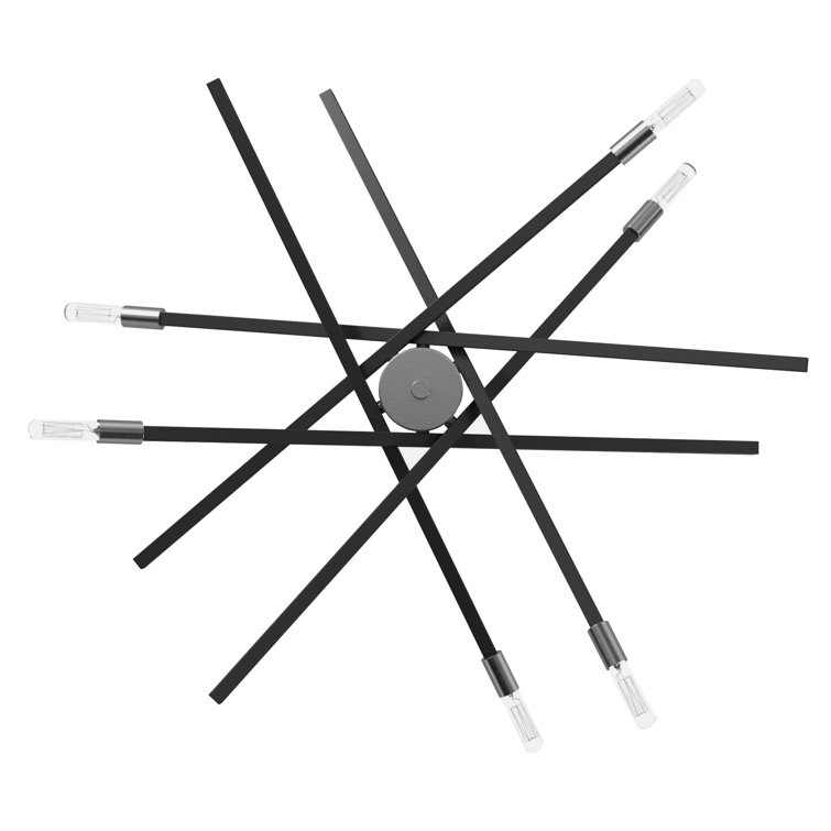 Mini Sputnik 6-Light Chandelier in Satin Black with Articulating Arms