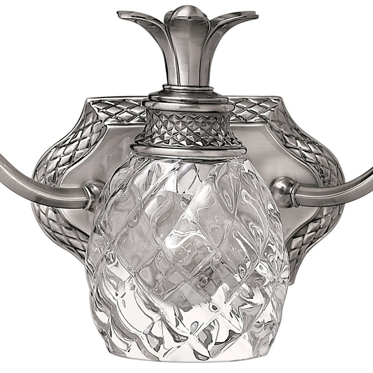 Polished Antique Nickel 3-Light Vanity with Clear Optic Glass