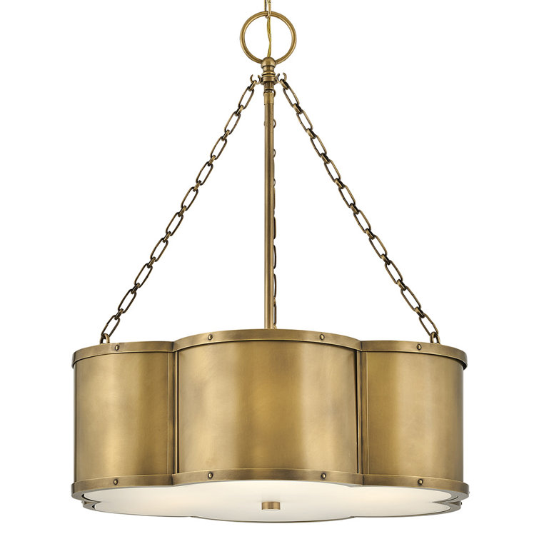 Heritage Brass 3-Light LED Drum Chandelier with Etched Glass