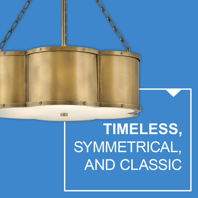 Heritage Brass 3-Light LED Drum Chandelier with Etched Glass