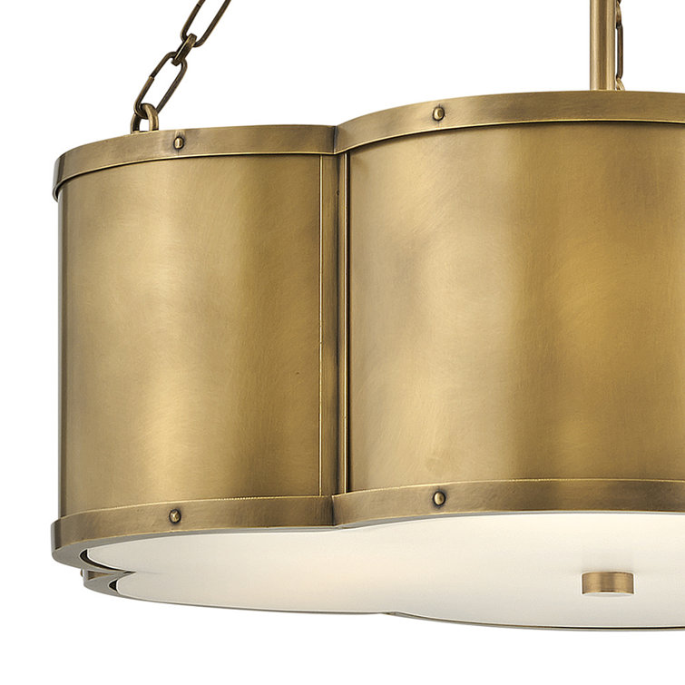 Heritage Brass 3-Light LED Drum Chandelier with Etched Glass
