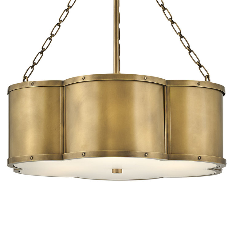 Heritage Brass 3-Light LED Drum Chandelier with Etched Glass