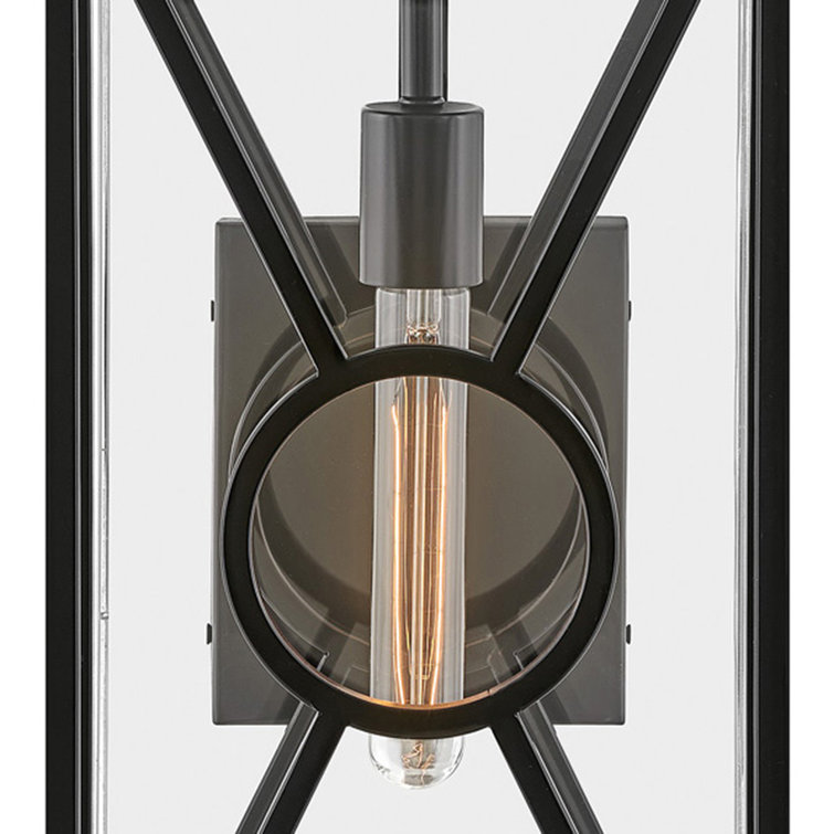 Brixton Black Outdoor Wall Light with Clear Glass