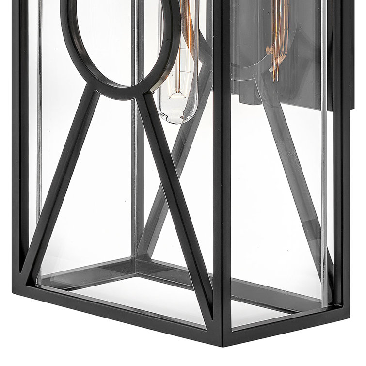 Brixton Black Outdoor Wall Light with Clear Glass