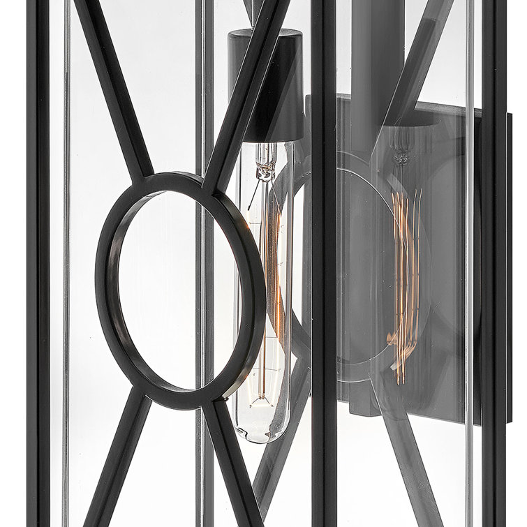 Brixton Black Outdoor Wall Light with Clear Glass