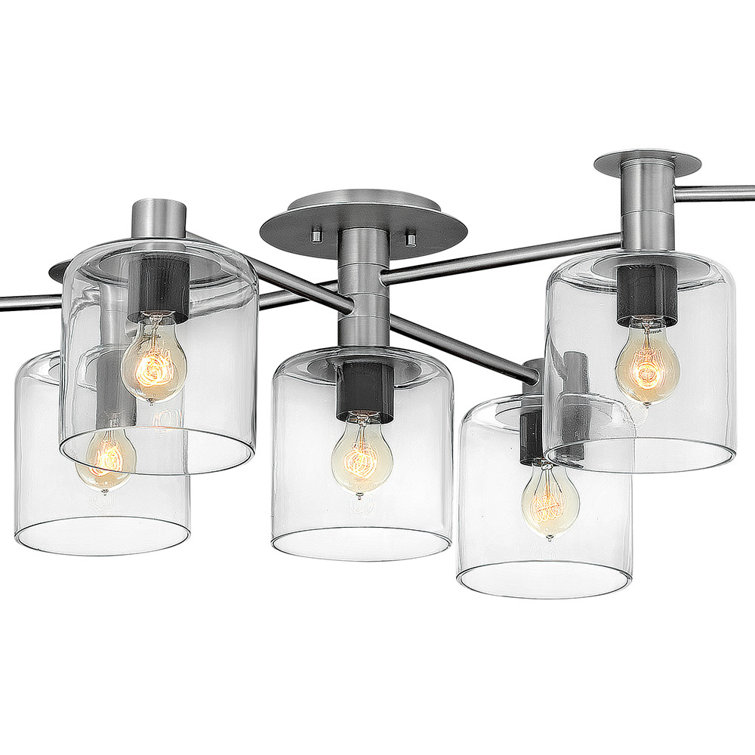 Axel Modern 7-Light Brushed Nickel Cluster Cylinder Flush Mount