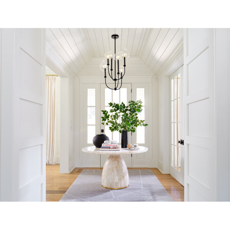 Alchemy 6-Light Lacquered Brass Cage Chandelier with Clear Glass