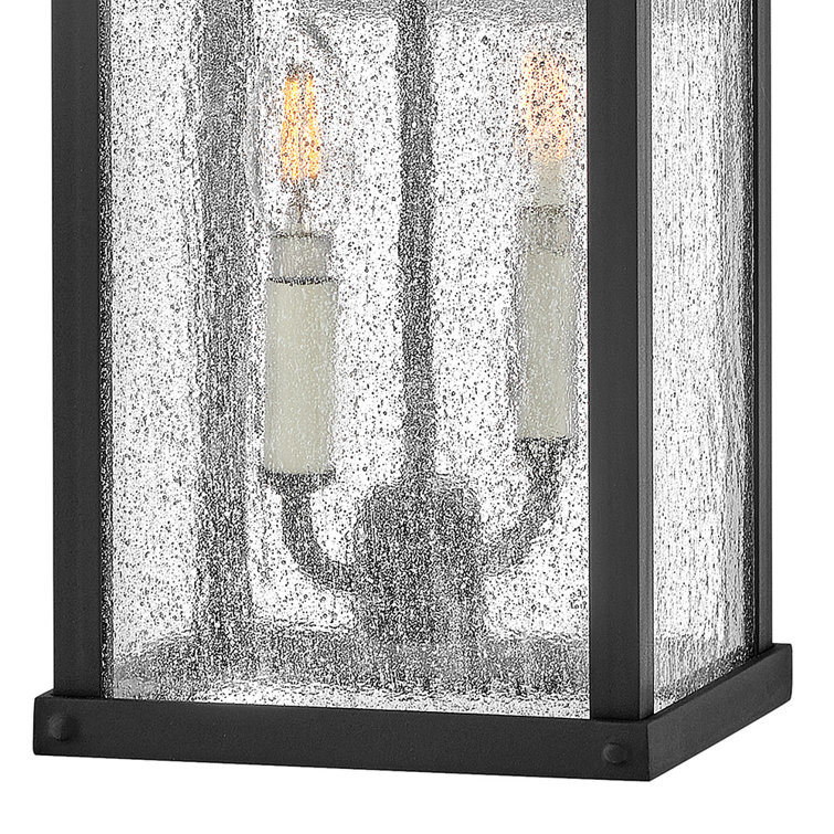 Museum Black Aluminum Outdoor Wall Light with Clear Seedy Glass