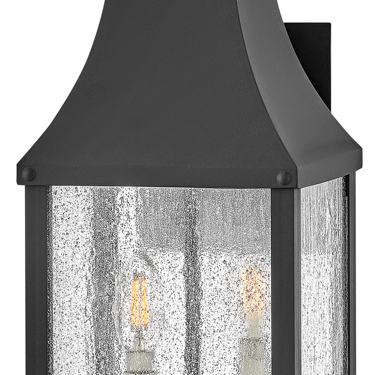 Museum Black Aluminum Outdoor Wall Light with Clear Seedy Glass