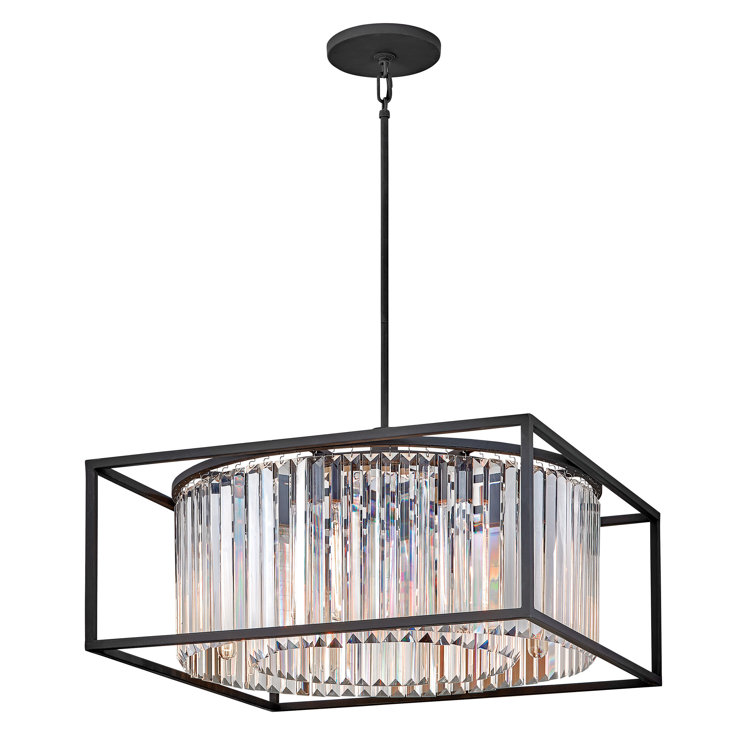 Giada Contemporary Black Crystal 8-Light Rectangle Chandelier