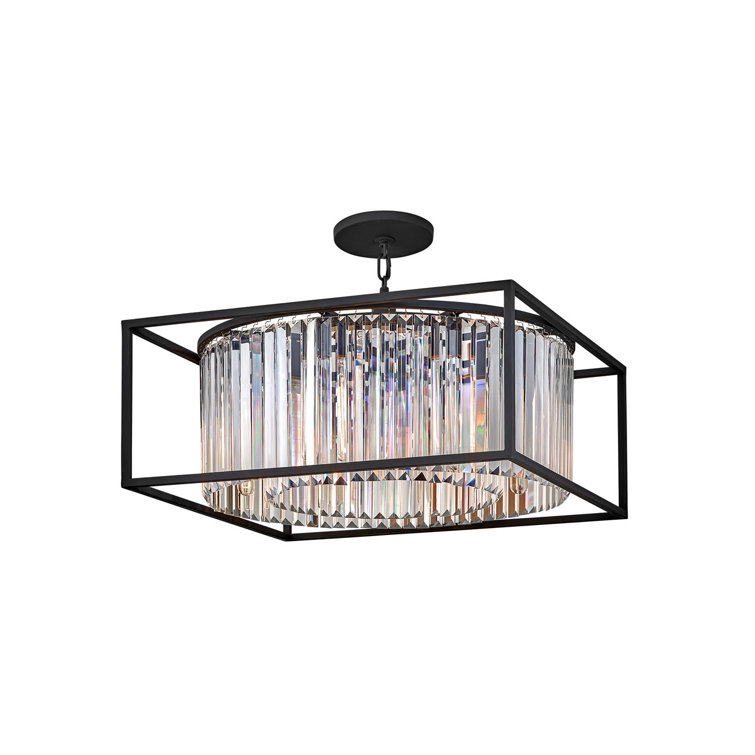 Giada Contemporary Black Crystal 8-Light Rectangle Chandelier