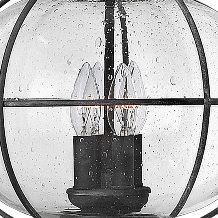 Aged Zinc 4-Light Outdoor Lantern with Clear Seedy Glass