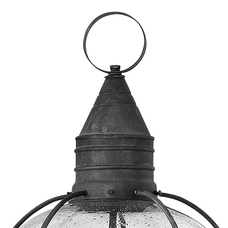 Aged Zinc 4-Light Outdoor Lantern with Clear Seedy Glass