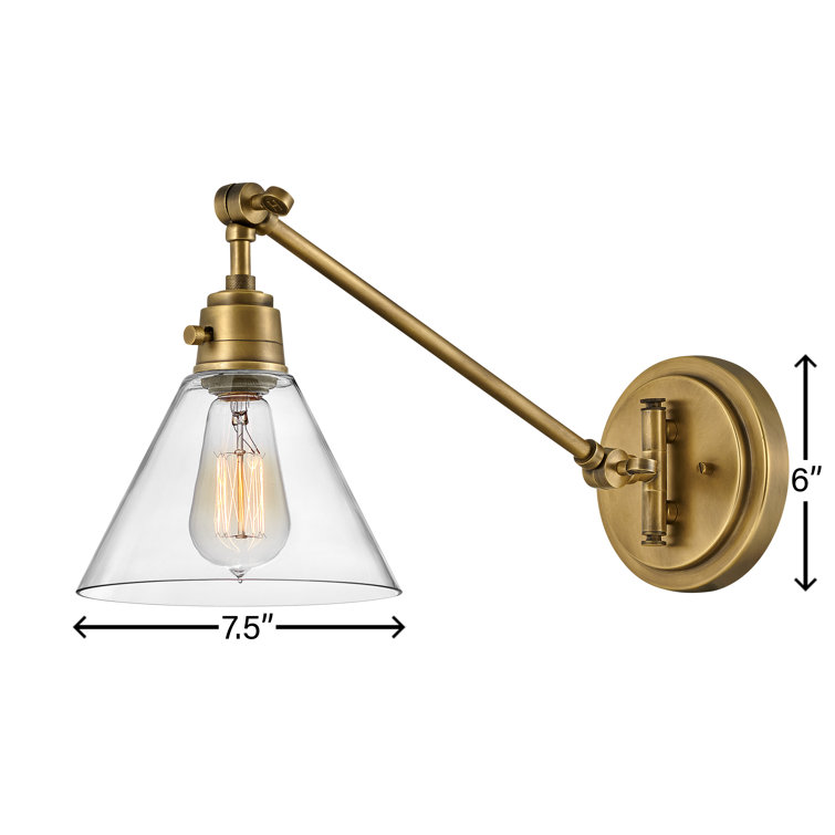 Heritage Brass Adjustable Swing Arm Sconce with Clear Glass Shade