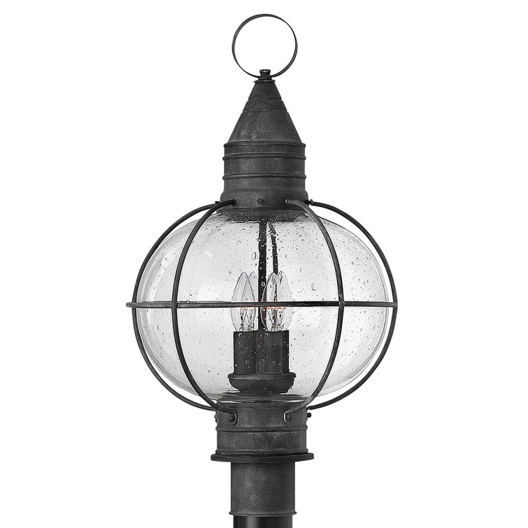 Aged Zinc 4-Light Outdoor Lantern with Clear Seedy Glass