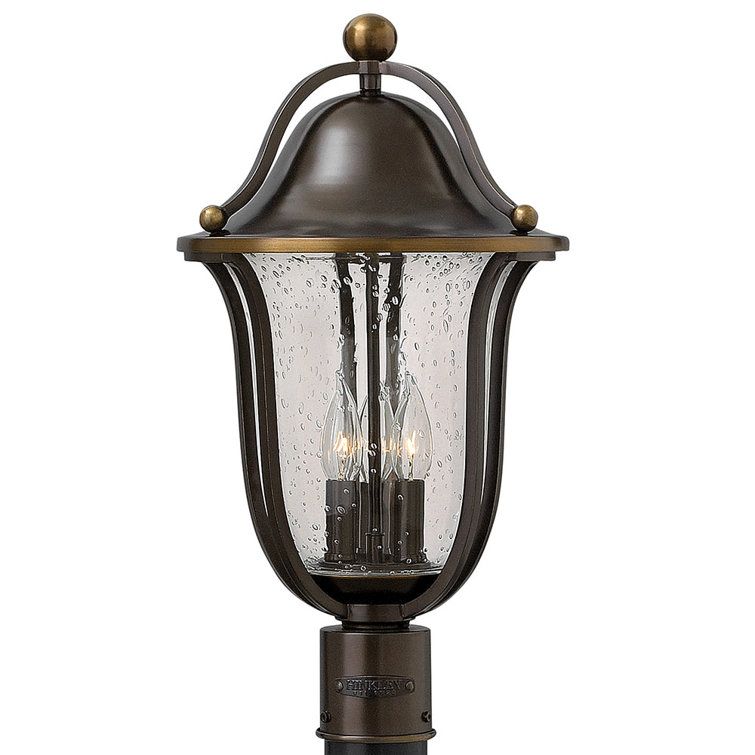 Olde Bronze 3-Light Outdoor Lantern with Clear Seedy Glass