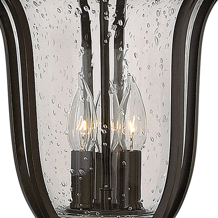 Olde Bronze 3-Light Outdoor Lantern with Clear Seedy Glass