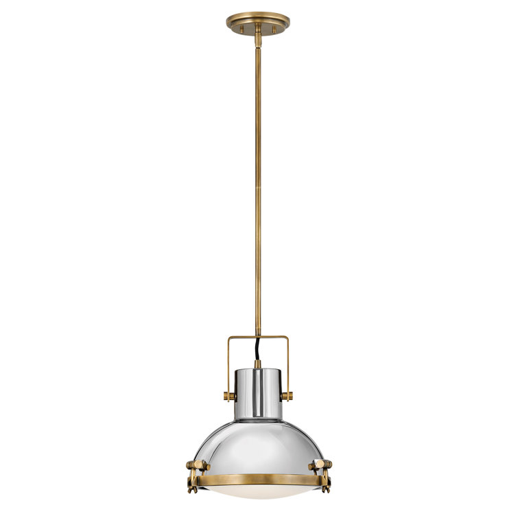Heritage Brass and Nickel LED Dome Pendant Light