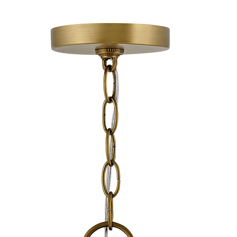 Heritage Brass and Black Drum Chandelier with Off-White Shades