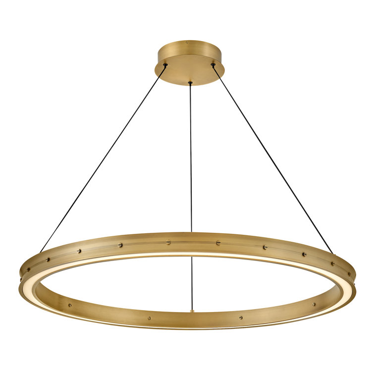 Althea Lacquered Brass LED Ring Chandelier with Etched Diffuser