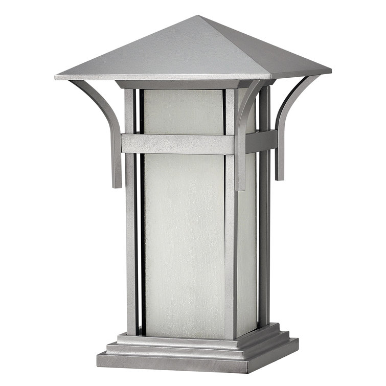 Titanium 1-Light Outdoor Pier Mount Lantern with Etched Glass