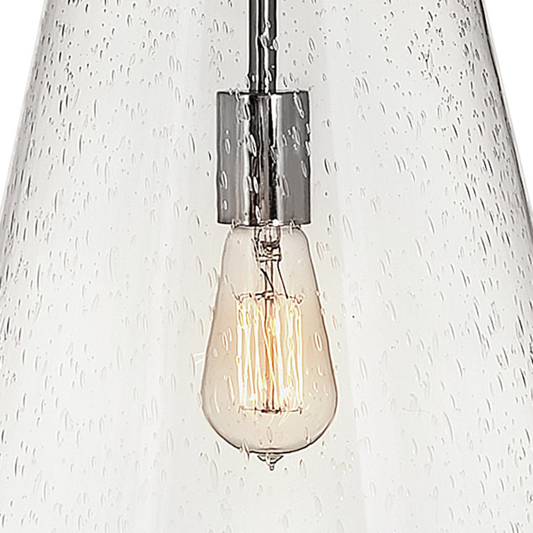 Polished Nickel Glass LED Single Pendant Light