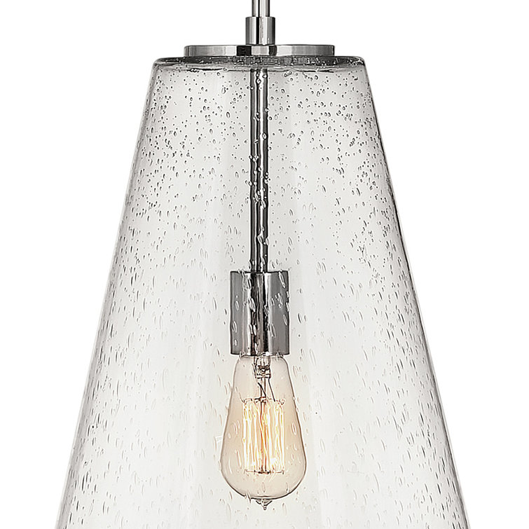 Polished Nickel Glass LED Single Pendant Light