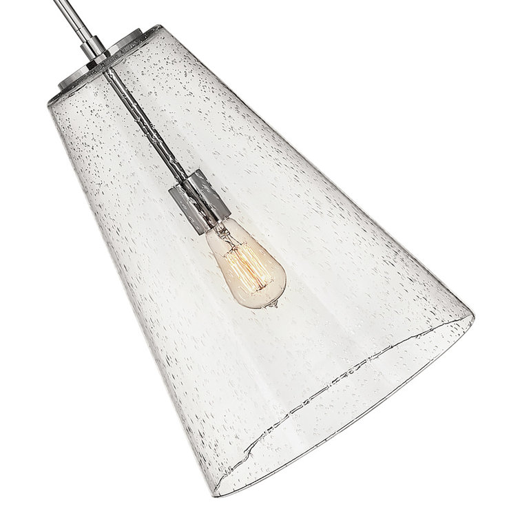Polished Nickel Glass LED Single Pendant Light