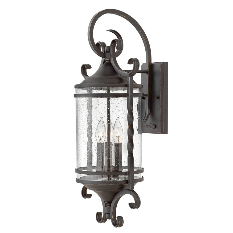 Casa 3-Light Olde Black Outdoor Wall Light with Clear Seedy Glass