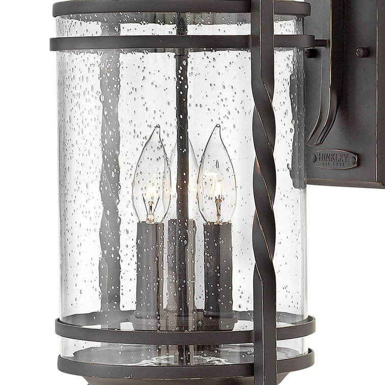 Casa 3-Light Olde Black Outdoor Wall Light with Clear Seedy Glass