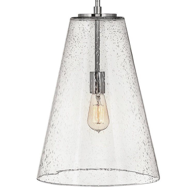 Polished Nickel Glass LED Single Pendant Light