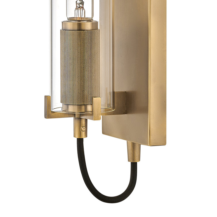 Ryden Heritage Brass Cylinder Sconce with Clear Glass Shade