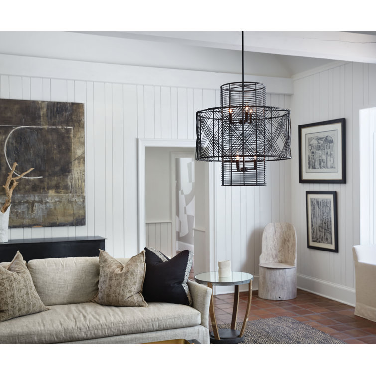 Nikko 6-Light Black Wire Cage Transitional Chandelier