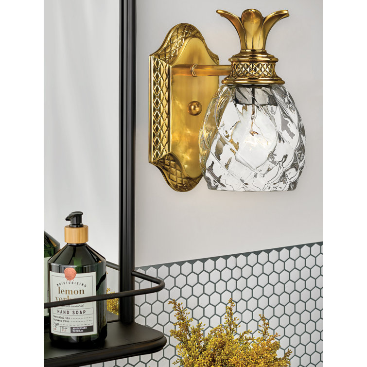 Burnished Brass Outdoor Dimmable Wall Sconce with Clear Optic Glass